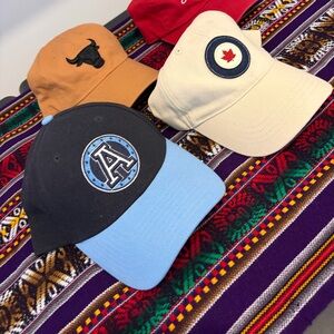 Trio of Casual Baseball Caps - Black & Light Blue, Cream, Tan
